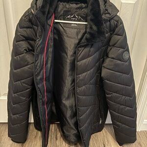 HFX Black Puffer Jacket with Removable Hood